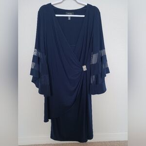R&M Richards Navy Blue Party Cruise Cocktail Dress Size14 EUC